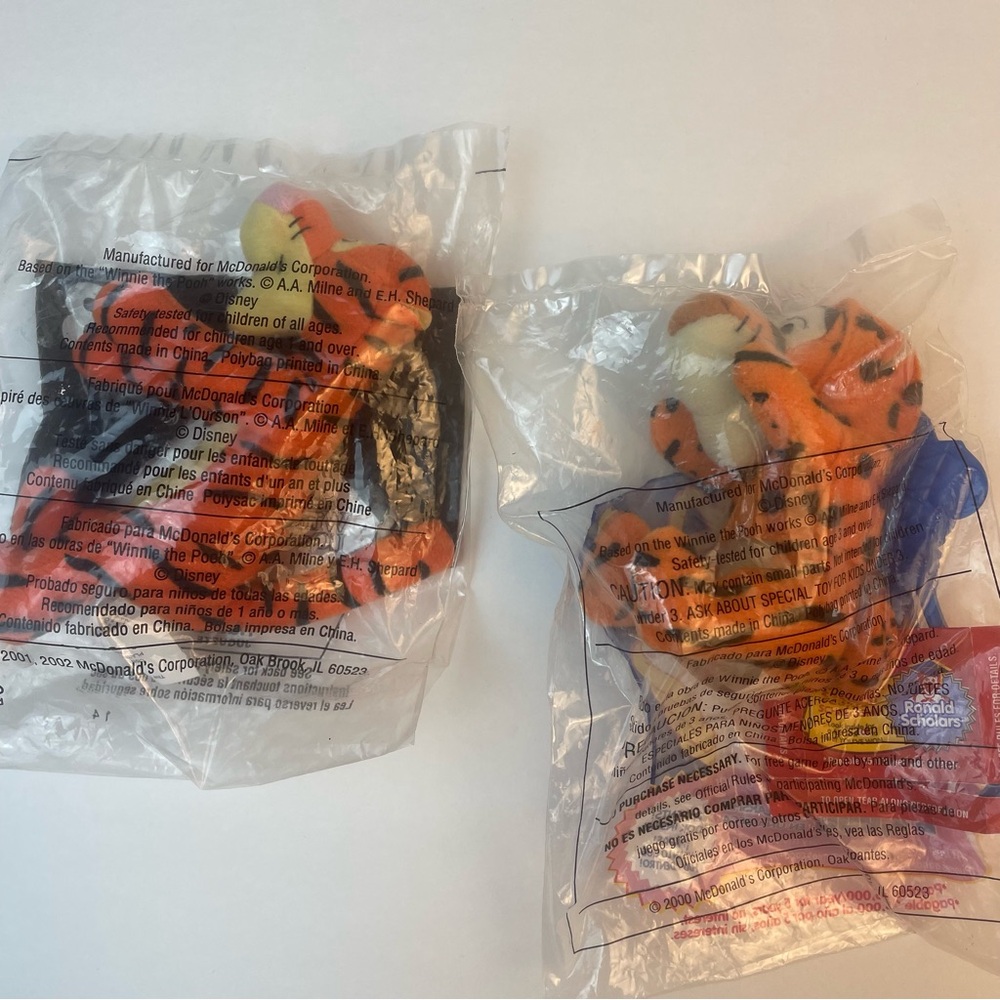 FINAL SALE McDonald's Tigger Plush 2000 Keychain Hoodie & 2002 Mini Plush NEW
